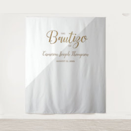 Graue und goldene Baby Taufe Custom Bautizo Hinter Wandteppich