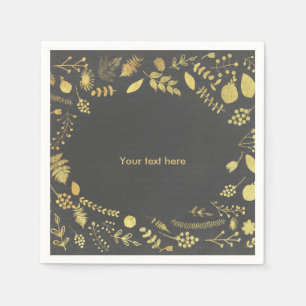 Graue und goldene Blumenhochzeitsservietten Serviette