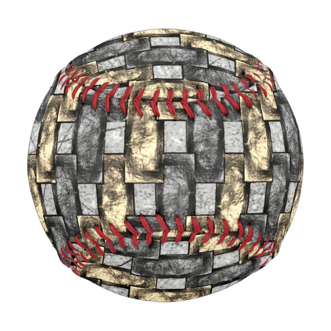 Graue und goldene Färbung, rechteckige Schnitzerei Baseball (Rückseite)