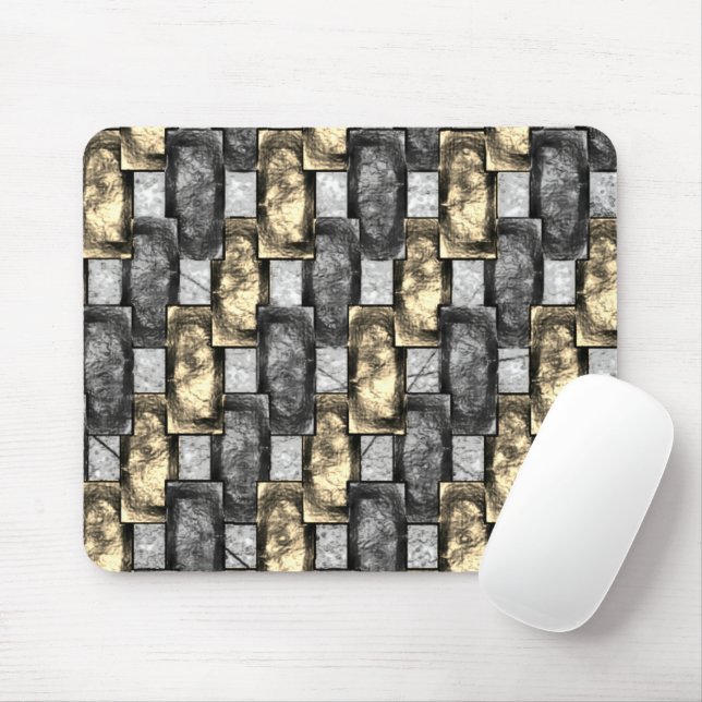 Graue und goldene Färbung, rechteckige Schnitzerei Mousepad (Mit Mouse)