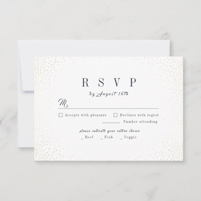 Graue und goldene Glitzer Ausgeklügelte Monogramm- RSVP Karte (Vorderseite)