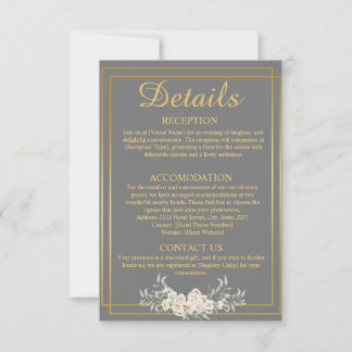 Graue und goldene Hochzeitskarte Einladung