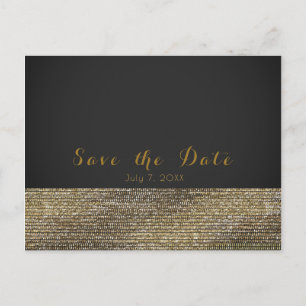 Graue und goldene, moderne Glam-Sequins-Chic Save  Ankündigungspostkarte