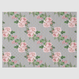 Graue und goldene Polka-Punkte mit rosa Rosen-Deco Seidenpapier