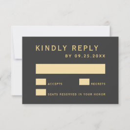 Graue und goldene Rustikale Goldrahmen-Ampere und  RSVP Karte