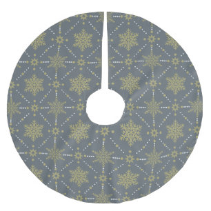 Graue und goldene Schneeflocken Weihnachtsmuster Polyester Weihnachtsbaumdecke