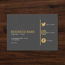 Graue und goldene Social Media Visitenkarte. Visitenkarte