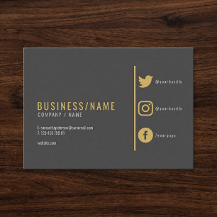 Graue und goldene Social Media Visitenkarte. Visitenkarte