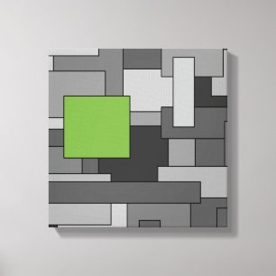 Graue und hellgrüne geometrische abstrakte Kunst Leinwanddruck