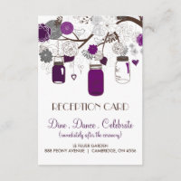 Graue und Lila florale Mason Jars Empfang Card