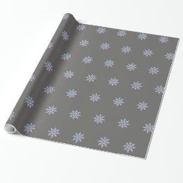 Graue und lila Schneeflocke Geschenkpapier