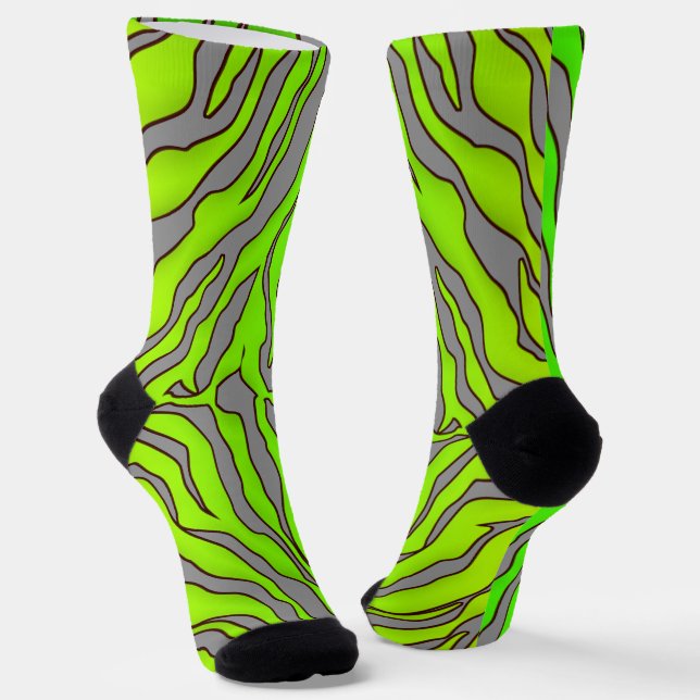 Graue und Limone Tiger Streifen Tierfarbe 1 Socken (Gewinkelt)