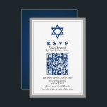 Graue und Navy Blue Bar Mitzvah QR Code UAWG Begleitkarte<br><div class="desc">Graue und Navy Blue Bar Mitzvah QR Code UAWG Enclosure Card</div>