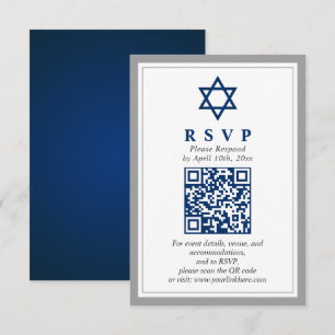 Graue und Navy Blue Bar Mitzvah QR Code UAWG Begleitkarte