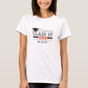 Graue und orange Abschlusskleidung T-Shirt