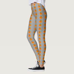 Graue und orange Halloween-Kürbisse Leggings