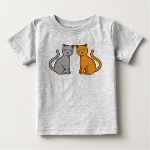 Graue und orangefarbene Katzen Baby T-shirt