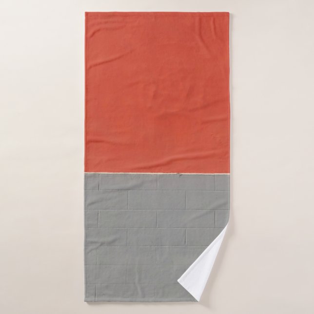 Graue und orangefarbene Wand Badehandtuch (Badehandtuch)