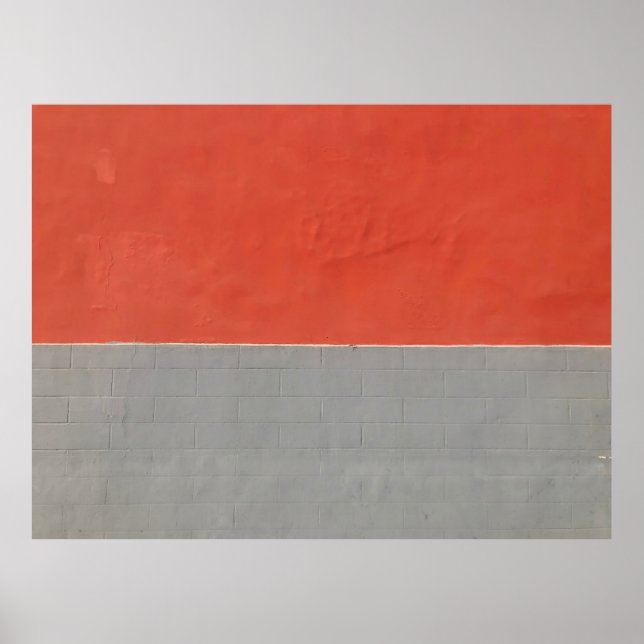 Graue und orangefarbene Wand Poster (Vorne)
