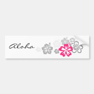 Graue und rosa Hibiskusentwürfe Autoaufkleber