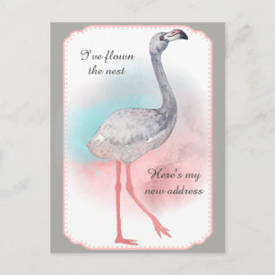 Graue und rosa junge Flamingo neue Adresse Ankündigungspostkarte