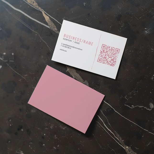 Graue und rosa QR-Code-Visitenkarte Visitenkarte (Grey and pink coloured QR code business card with space for your own QR code.)