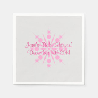 Graue und rosa Schneeflocke Napkins Serviette