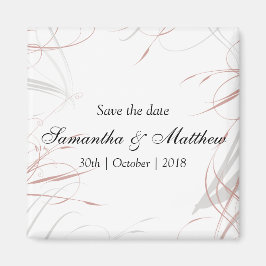 Graue und rosa Schnörkel Save the Date Magnet