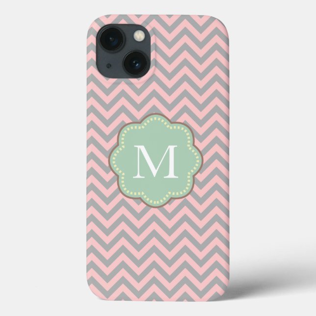 Graue und rosa Zickzack Case-Mate iPhone Hülle (Rückseite)