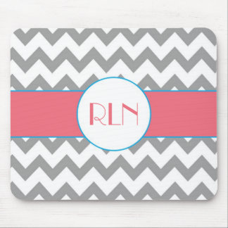 Graue und rosa Zickzack Monogramm-Mausunterlage Mousepad