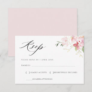 graue und rosé-blühende RSVP-Karte RSVP Karte
