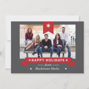 Graue und rote, klassische Happy Holidays Fotokart Feiertagskarte