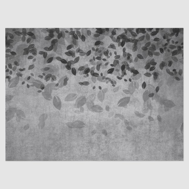 Graue und schwarze Blätter auf Gray Decoupage Seidenpapier (Vorderseite)