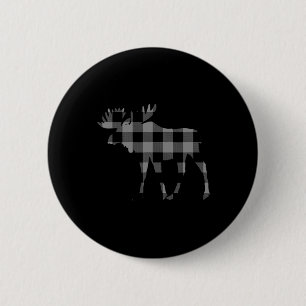 Graue und schwarze Buffalo Karierte Flanell Weihna Button