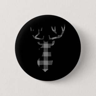 Graue und schwarze Buffalo Karierte Flannel Weihna Button