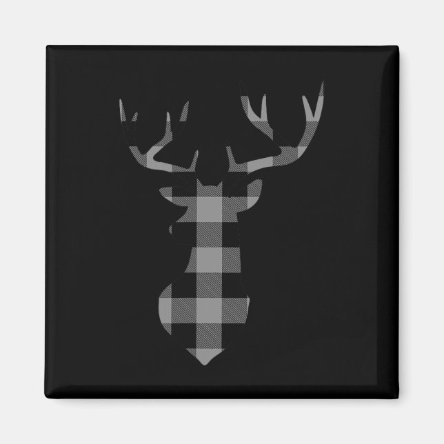 Graue und schwarze Buffalo Karierte Flannel Weihna Magnet (Vorne)
