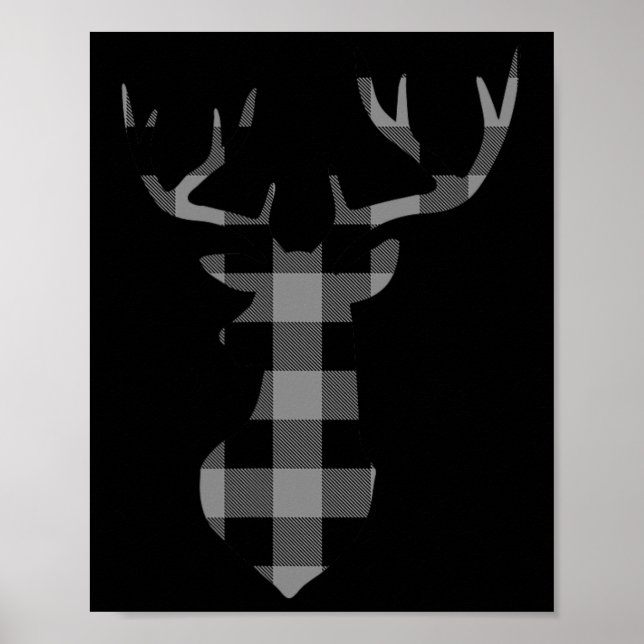 Graue und schwarze Buffalo Karierte Flannel Weihna Poster (Vorne)