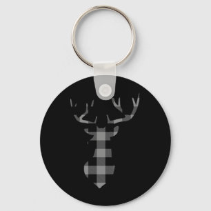Graue und schwarze Buffalo Karierte Flannel Weihna Schlüsselanhänger