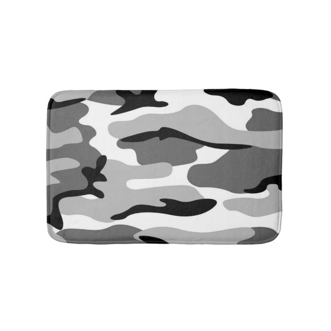 Graue und schwarze Camouflage Badematte (Vorderseite)