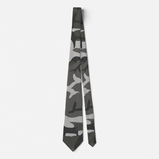 Graue und schwarze Camouflage Krawatte (Vorderseite)