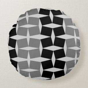 Graue und schwarze diagonale Quadrate rundes Kisse Kissen