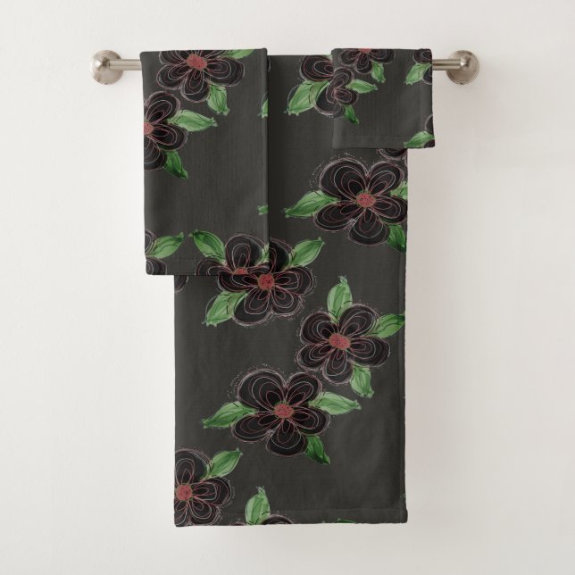 Graue und schwarze Felle Badhandtuch Set (Insitu)