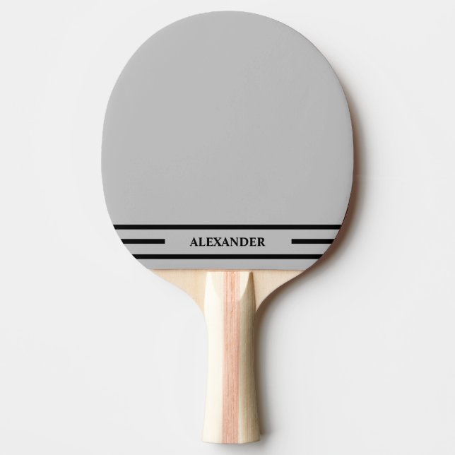 Graue und schwarze Pingpongpaddel mit Initialen Tischtennis Schläger (Vorderseite)