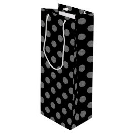 Graue und schwarze Polka-Punkte Geschenktüte Für Weinflaschen