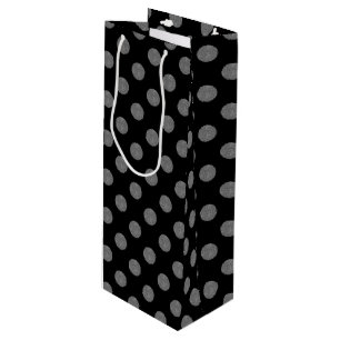 Graue und schwarze Polka-Punkte Geschenktüte Für Weinflaschen