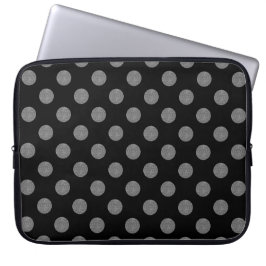 Graue und schwarze Polka-Punkte Laptopschutzhülle