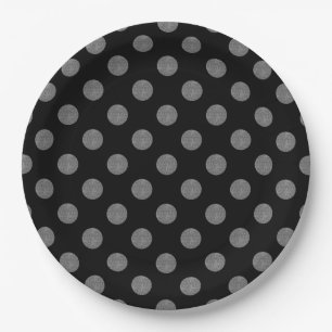 Graue und schwarze Polka-Punkte Pappteller