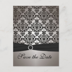 Graue und schwarze Save the Date Postkarte