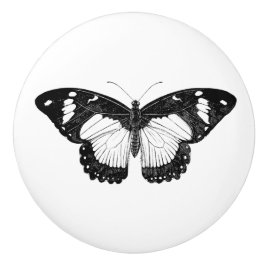 Graue und schwarze Schmetterlinge Keramikknauf