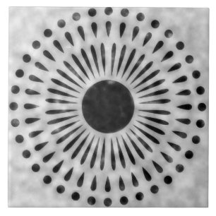 Graue und schwarze Sunburst-Fliesendekorationskuns Fliese